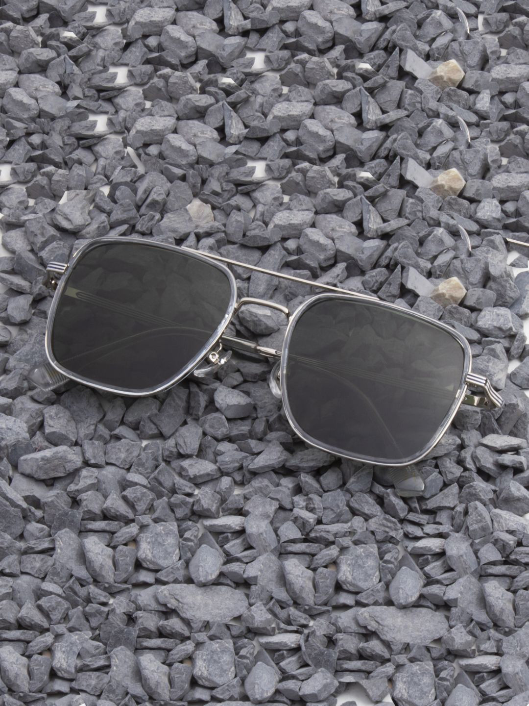 Ted Smith Unisex Metal Silver-Green Square-Aviator Sunglasses for with Polarised Lens