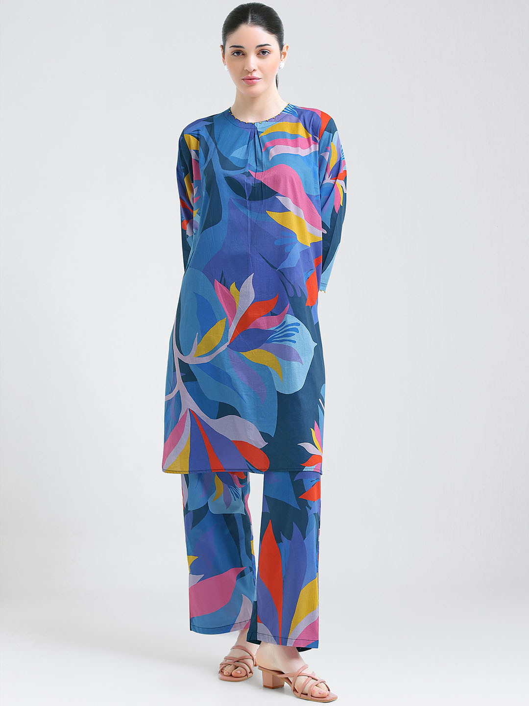 I like me Women Kurti & Pyjama Pure Cotton Night Suits