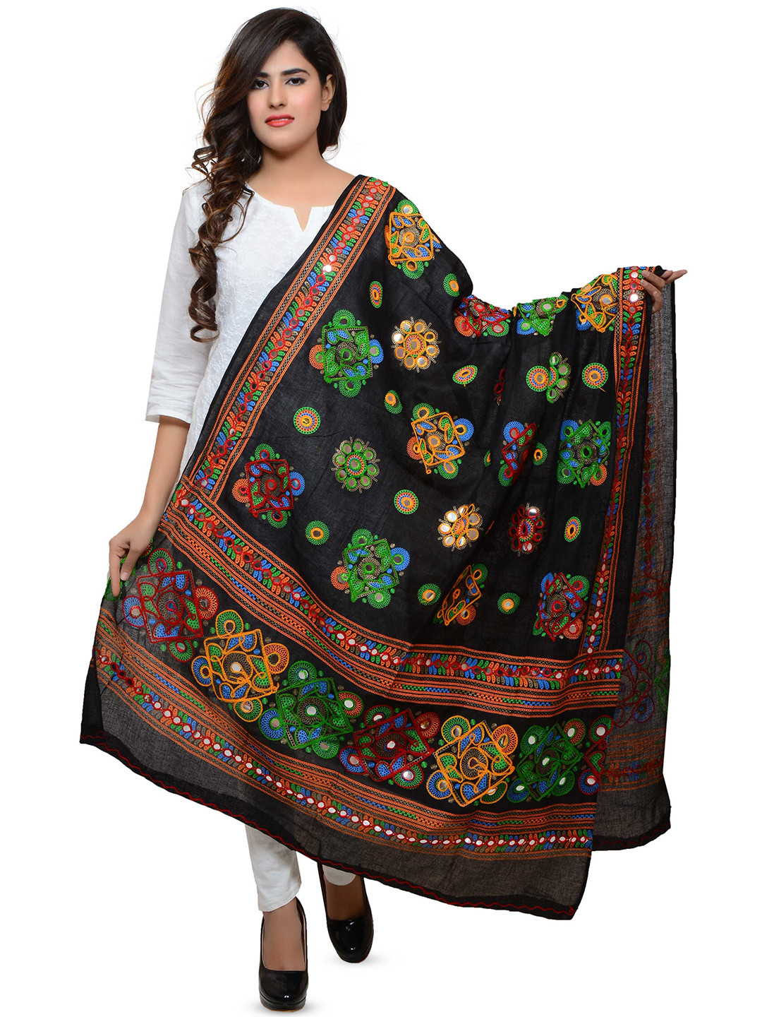 BANJARA INDIA Embroidered Dupatta with Thread Work