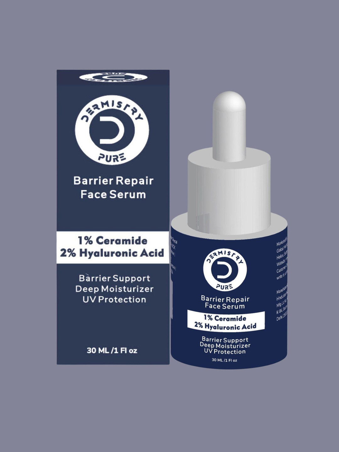 DERMISTRY Pure 1% Ceramide & 2% Hyaluronic Acid Barrier Repair Serum For Dry Skin- 30 ml