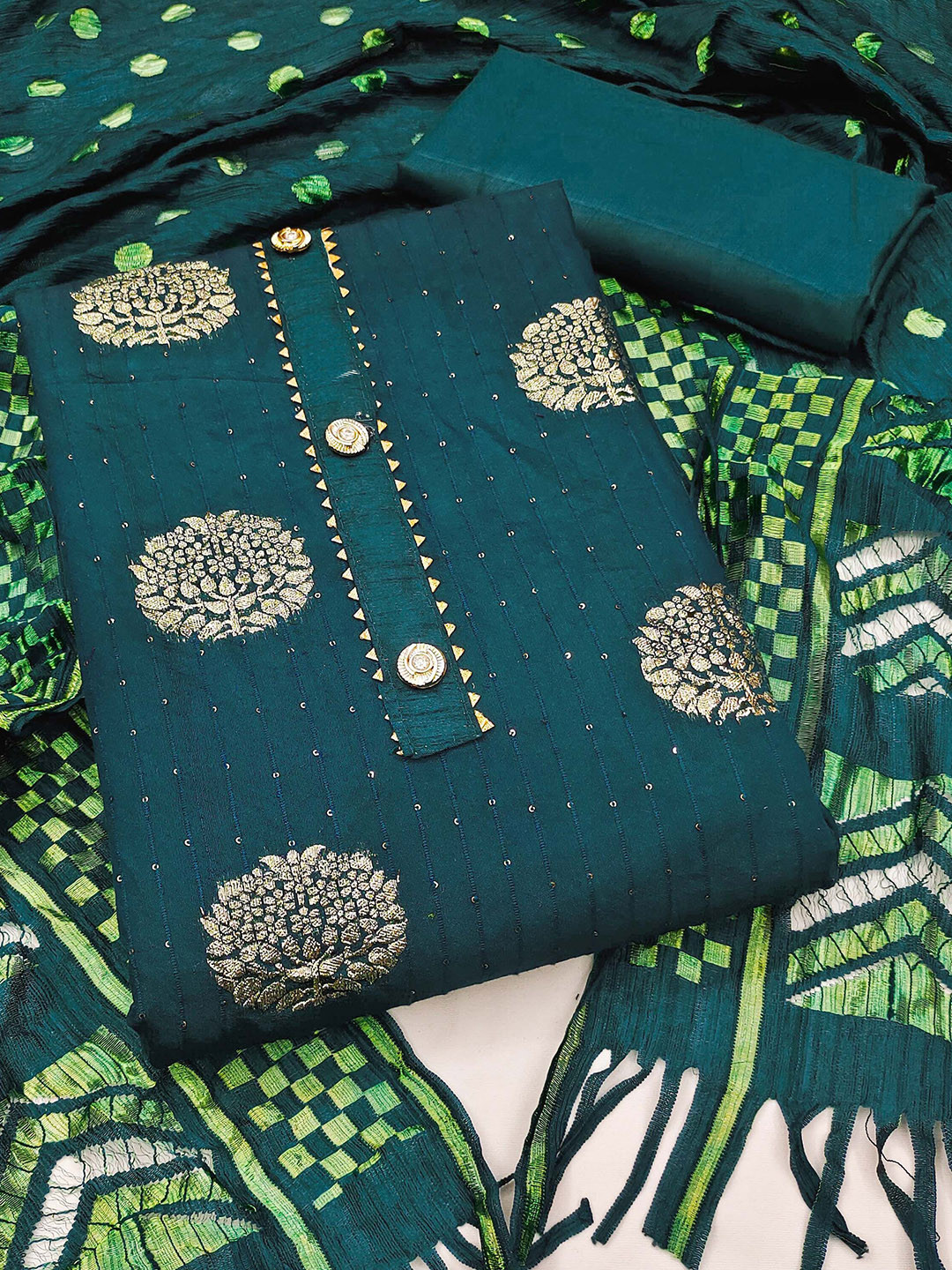 Maroosh Floral Woven Design Sequined Unstitched Dress Material