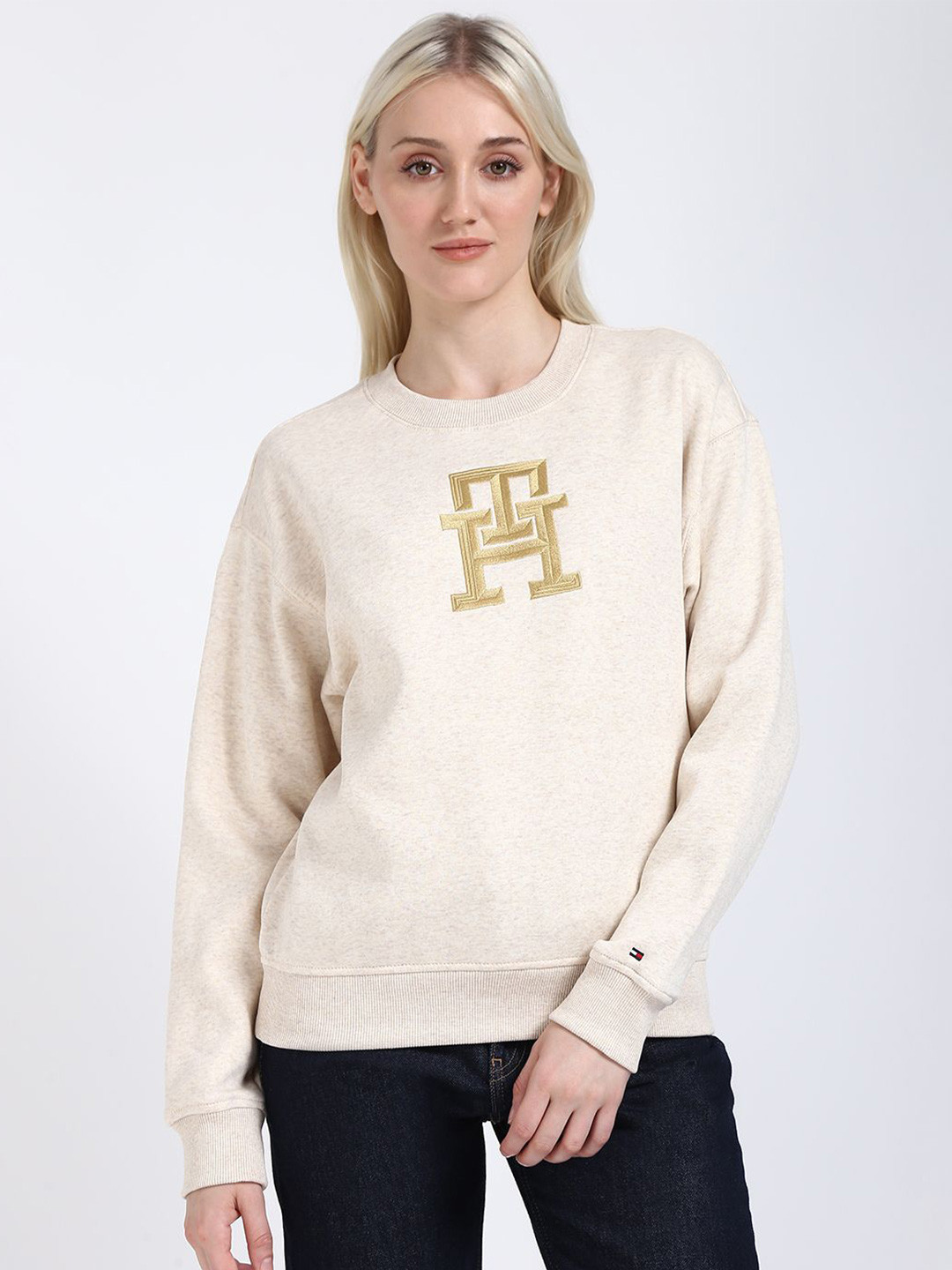 Tommy Hilfiger Fashion Women Brand Logo Embroidered Sweatshirt