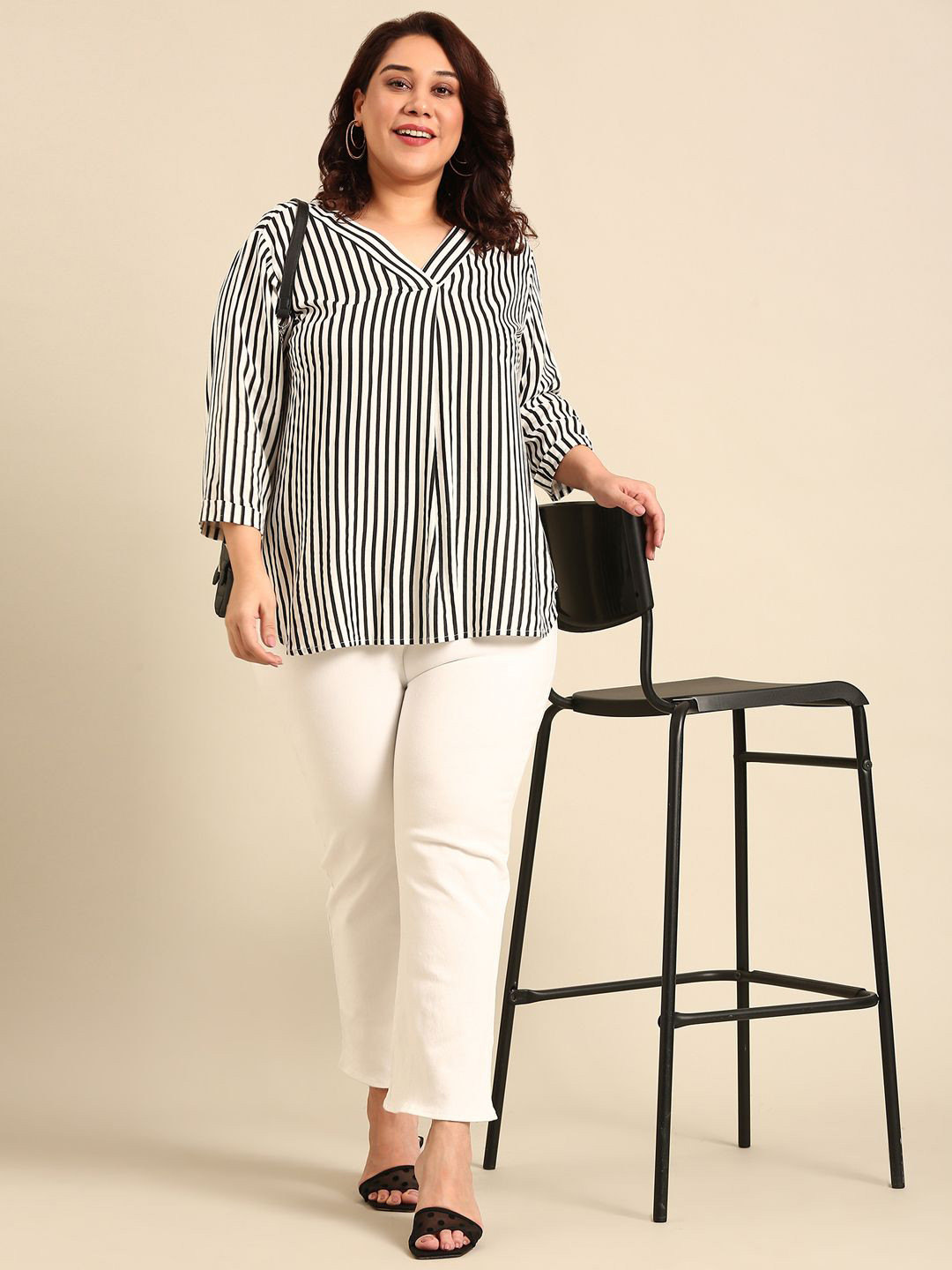 The Pink Moon Women Plus Size Striped Top