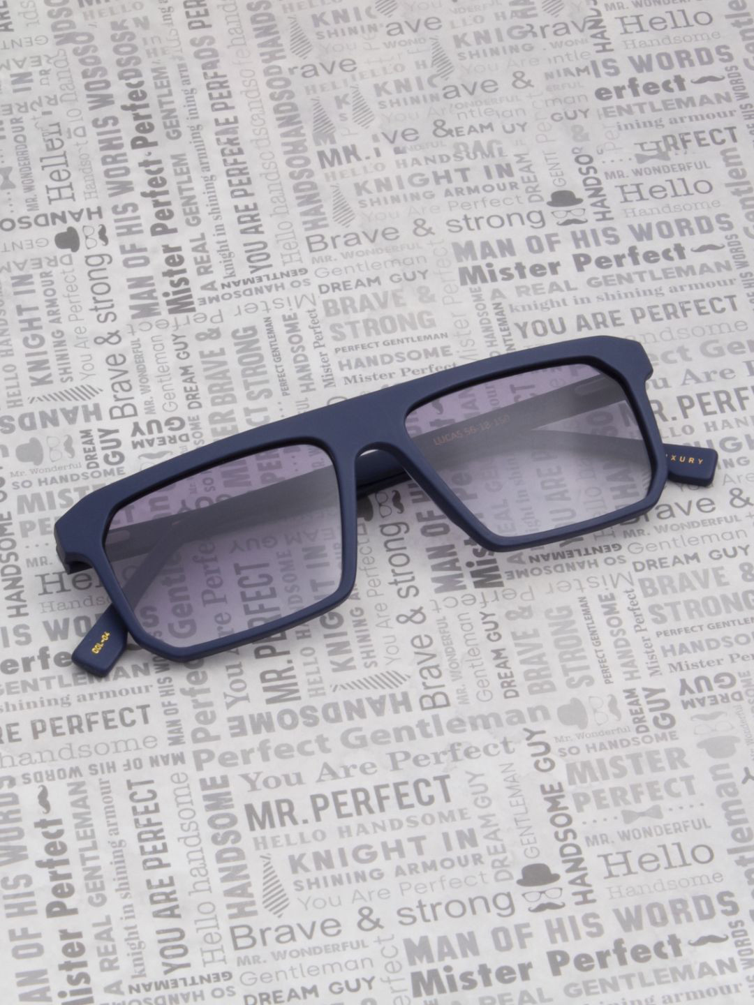 Ted Smith Unisex Blue-Grey Square Aesthetic Premium Acetate Sunglasses with Polarised Lens