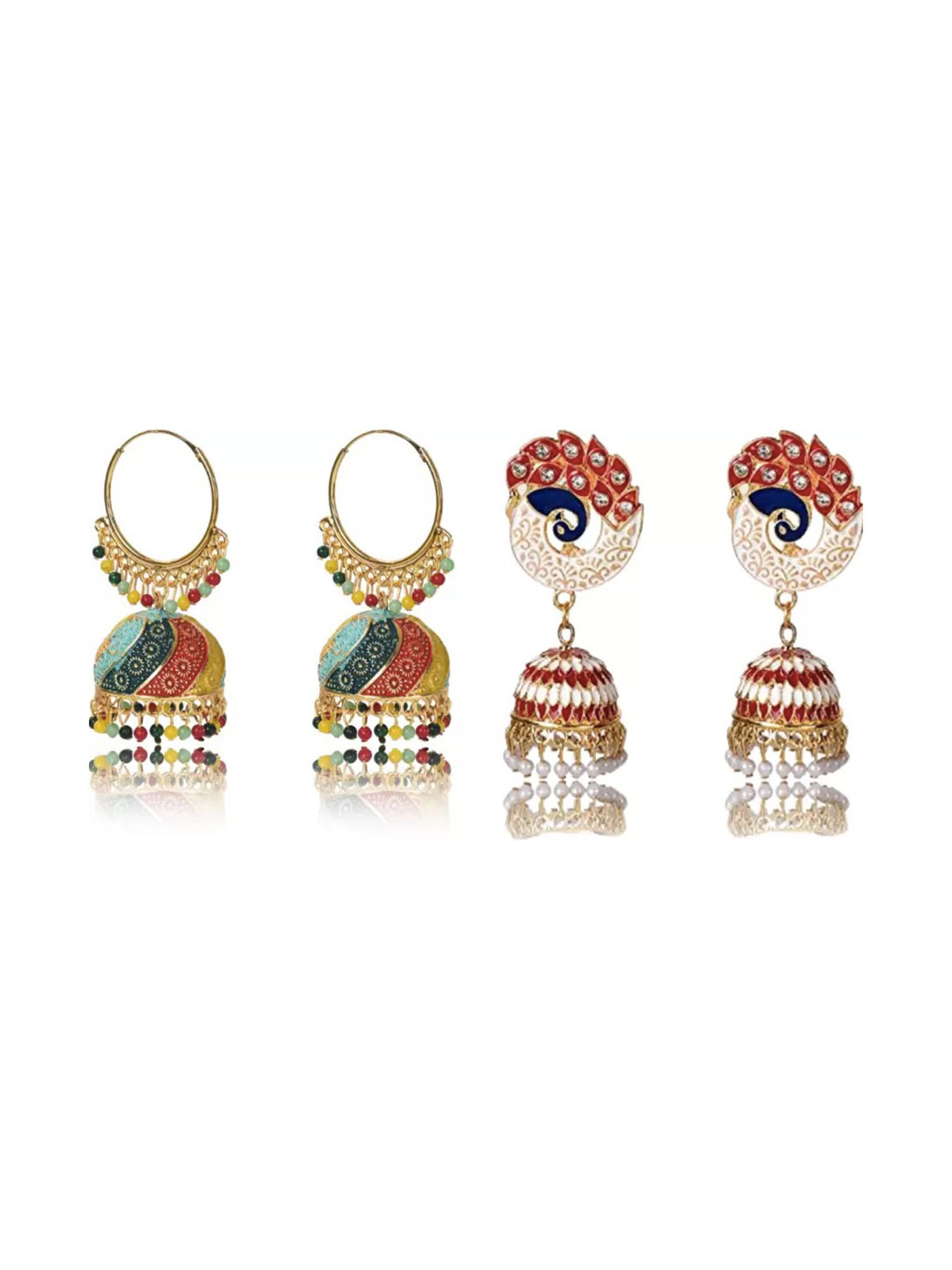 Nilu's Collection Pack of 4 Peacock Shaped Jhumkas