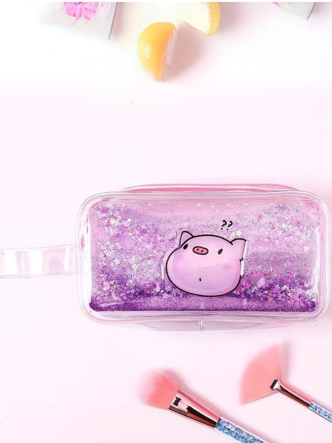 Tinker Squad Teens Cute Transparent Cosmetic Travel Pouch with Sparkle Fluid
