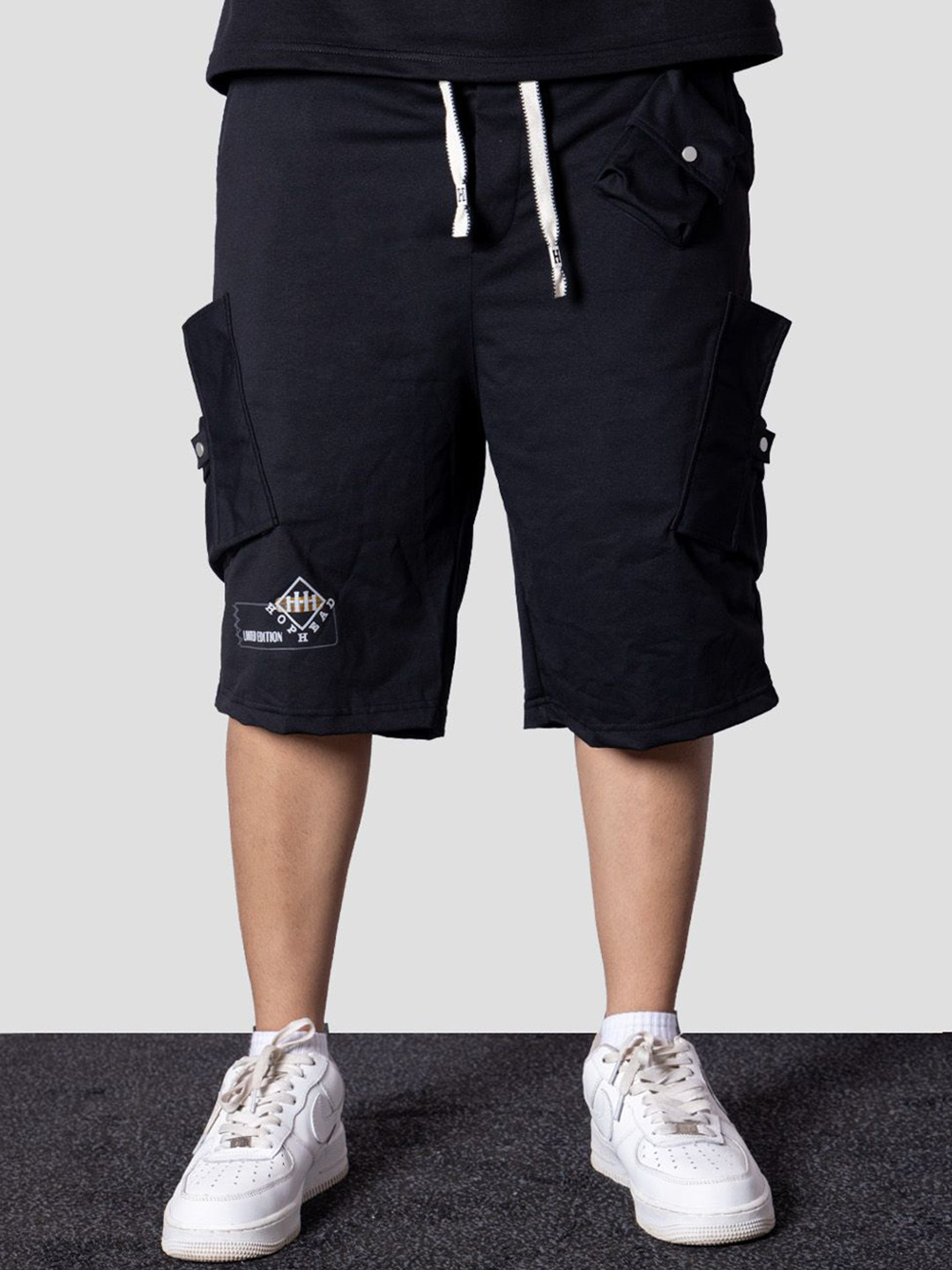 Hop Head Black Multi Pocket Oversized Shorts