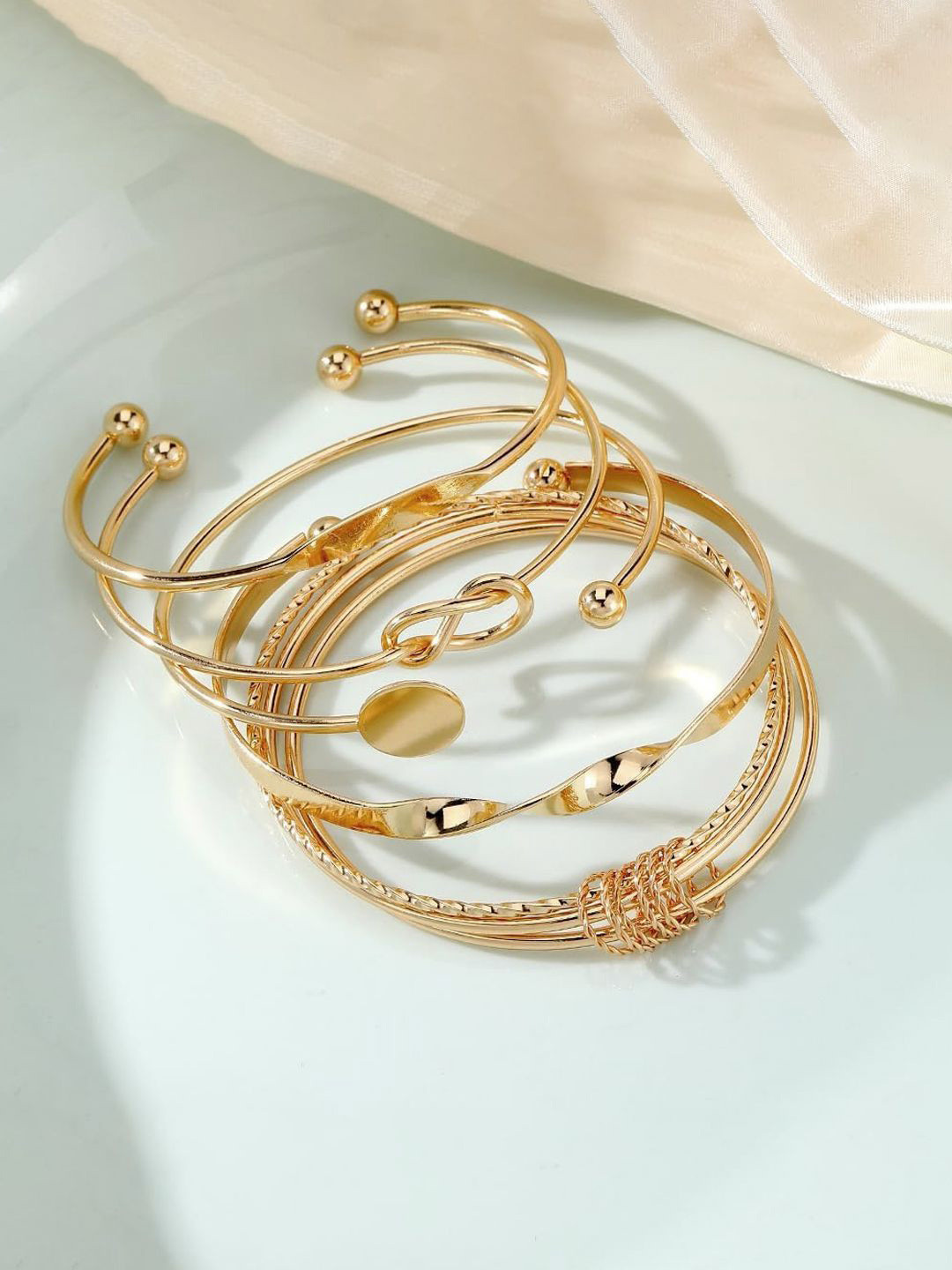 Jewels Galaxy Set Of 5 Gold-Plated Charm Bracelets