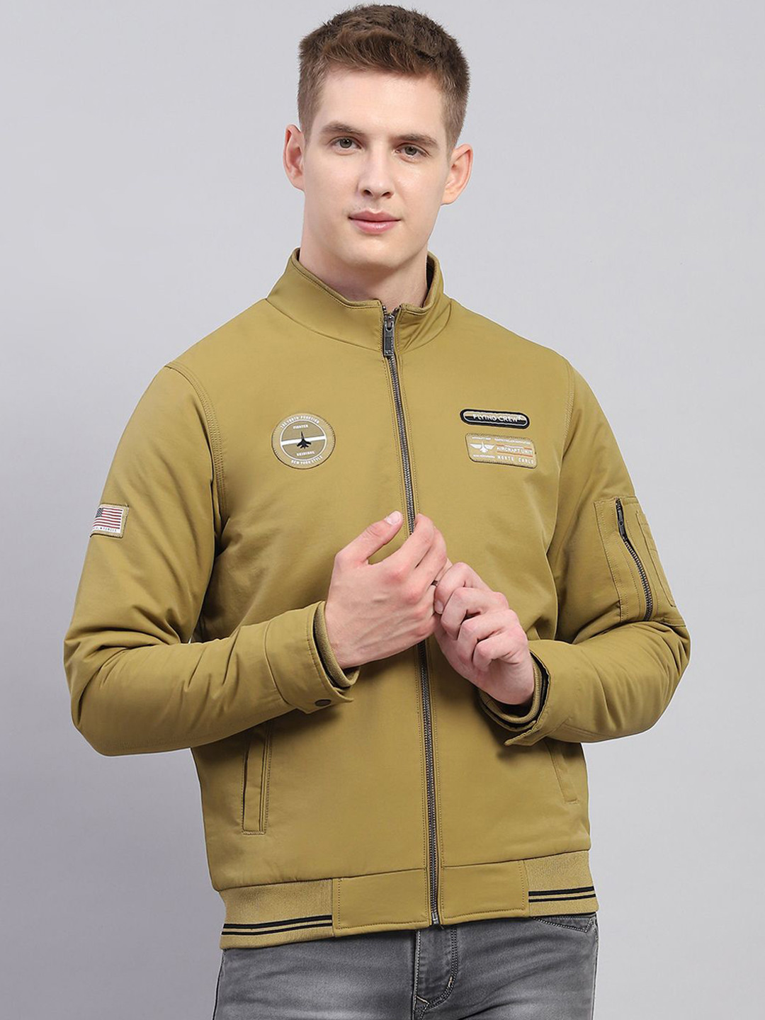Monte Carlo Men Mock Collar Solid Casual Padded Jacket