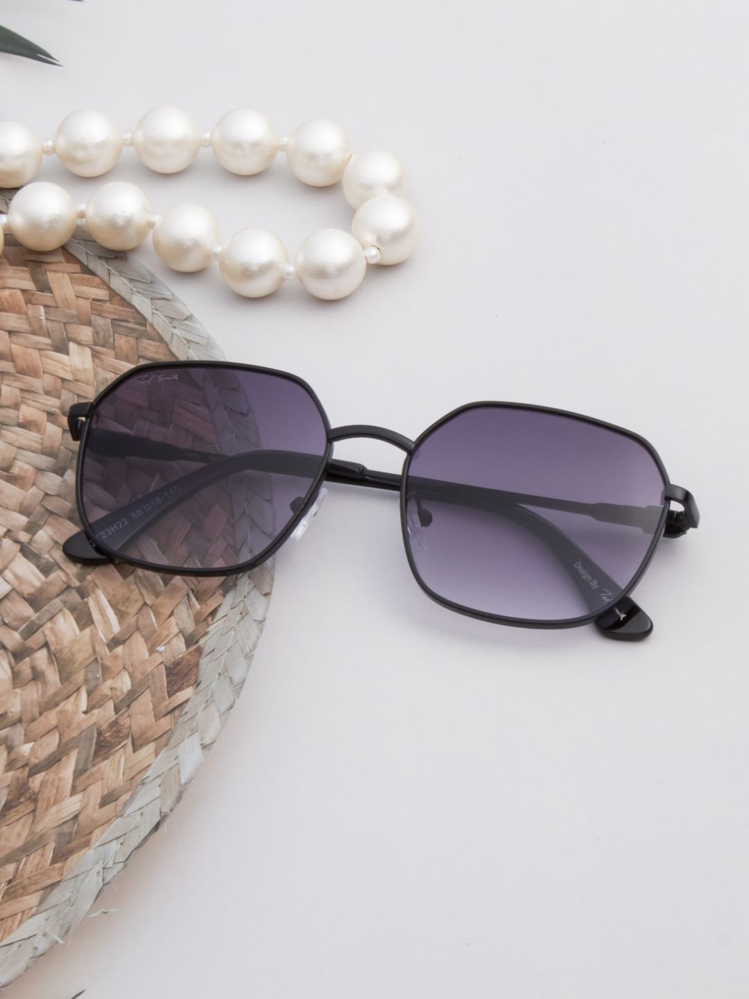 Ted Smith Unisex Black-Purple Metal UV Protected Lens Square Sunglasses