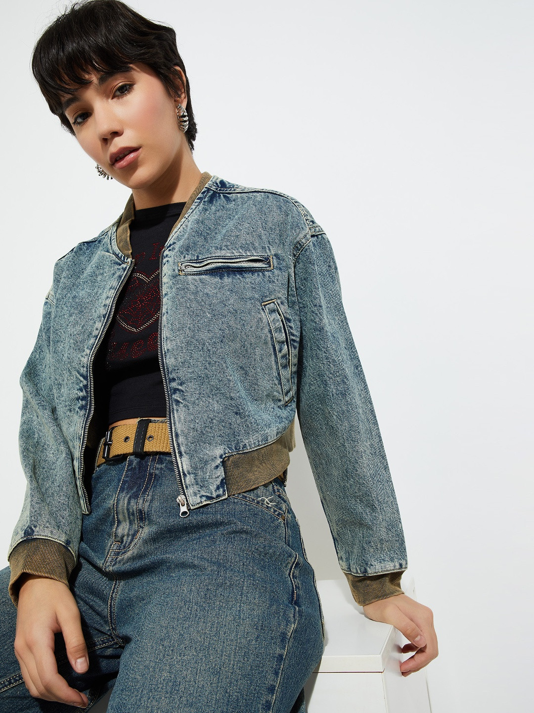 MAX URB_N Washed Denim Jacket