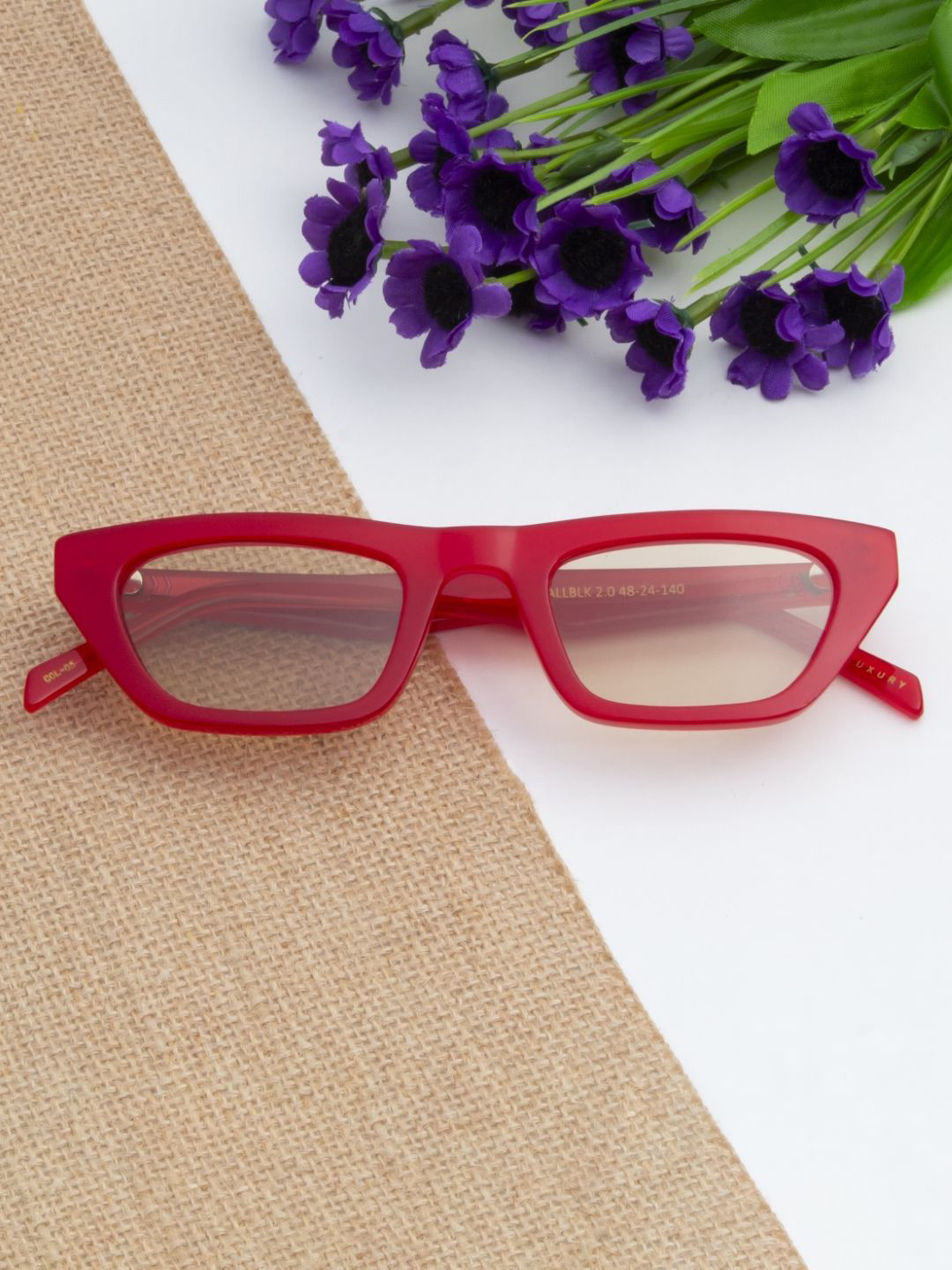 Ted Smith Red Aesthetic Cateye Luxury Acetate Women Sunglasses With Polarised Lens