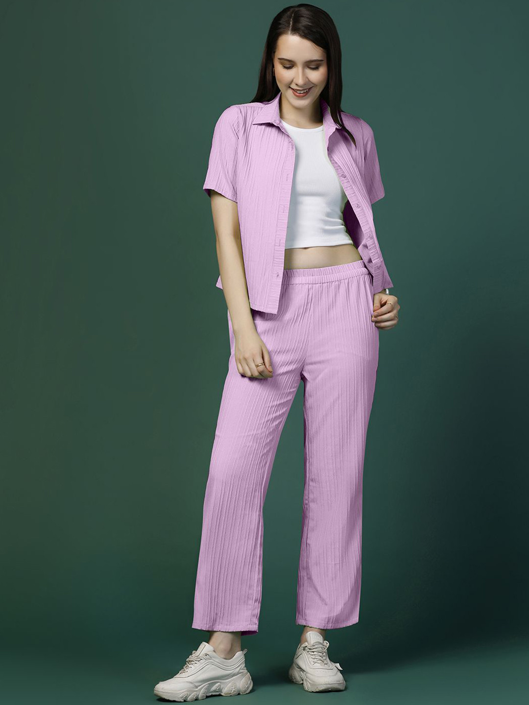 Moda Rapido Pink Short Sleeve Shirt With Trouser
