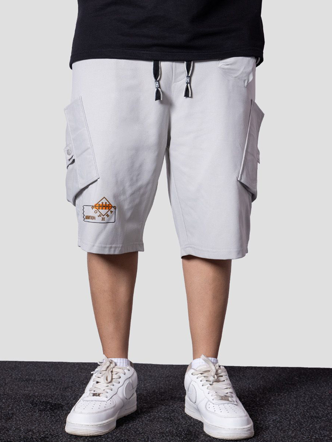 Hop Head Light Grey Multi Pocket Oversized Shorts