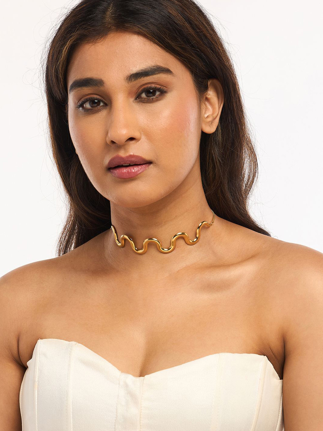 WHITE LIES Gold-Plated Stainless Steel Choker Necklace