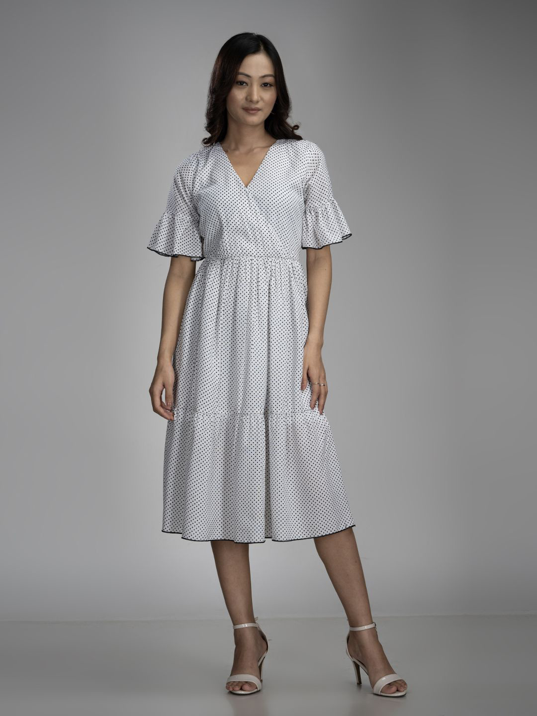 KRISS-CROX Women Printed V-Neck Fit & Flare Dress