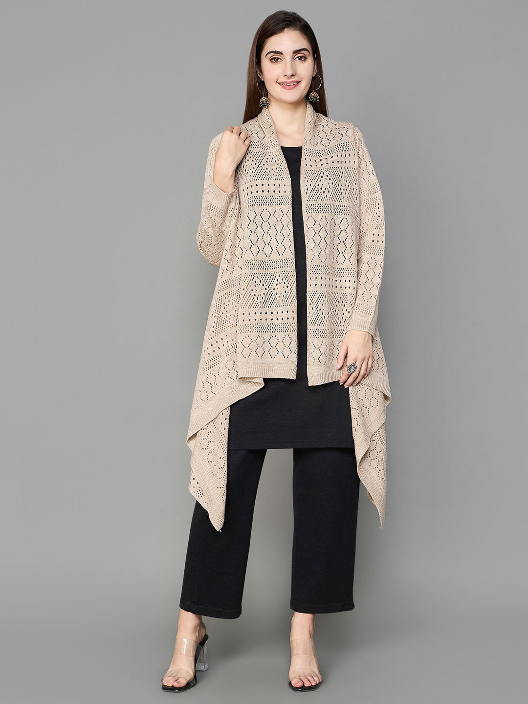 Colour Me by Melange Women Self Design Open Front Shrug