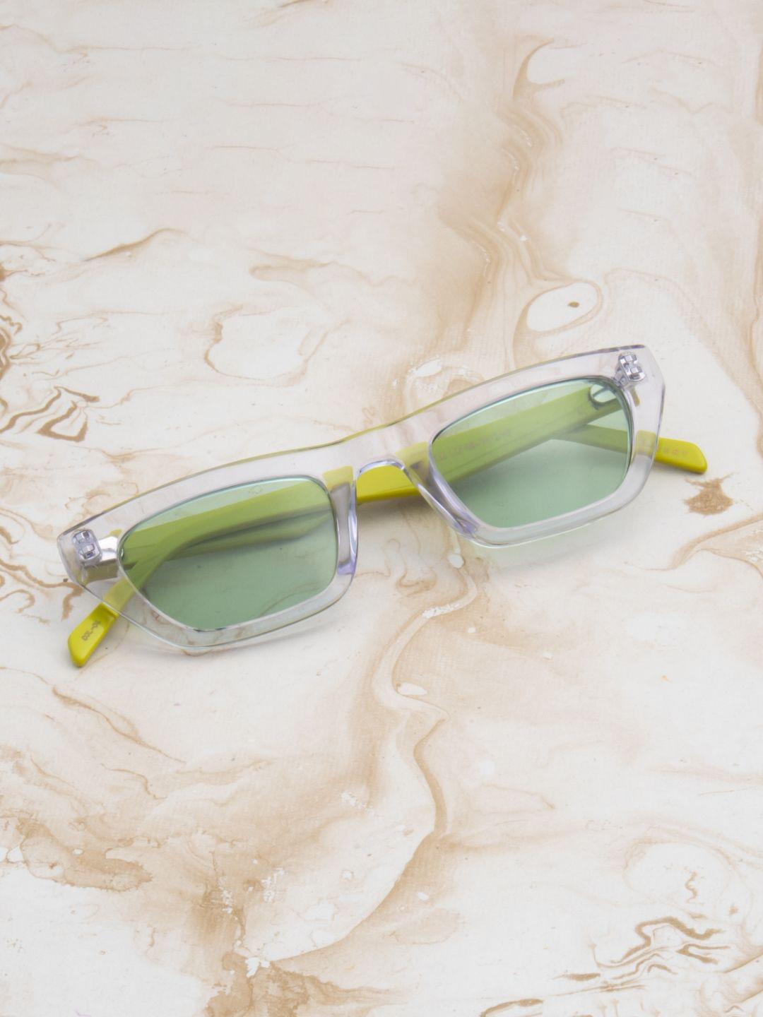 Ted Smith Crystal-Green Aesthetic Cateye Luxury Acetate Women Sunglasses with Polarised Lens
