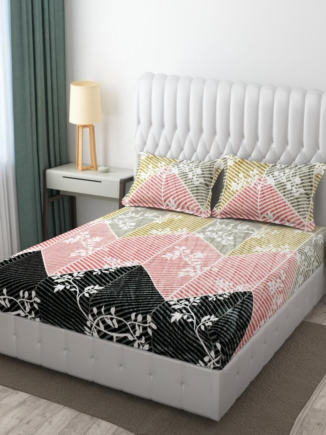 BLUEDOT 300 TC Woolen King Size Fitted Double Bedsheet & 2 Pillow Covers