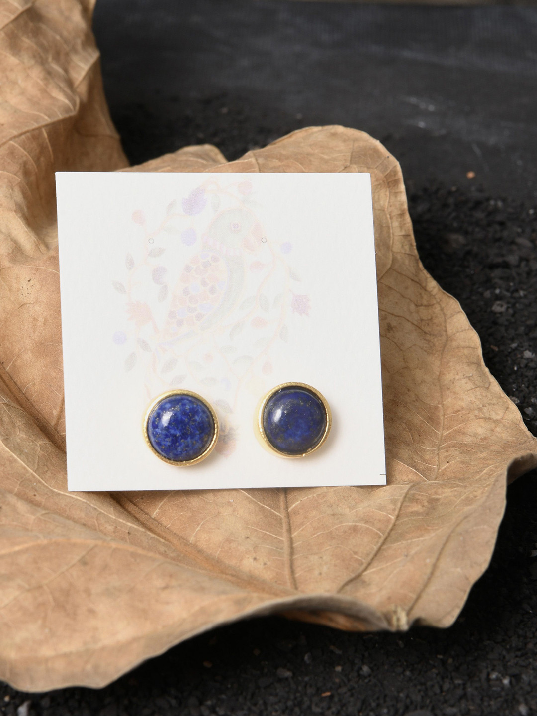 TOTAPARI Third Eye Chakra Gold-Plated Agate Stone Studded Circular Studs