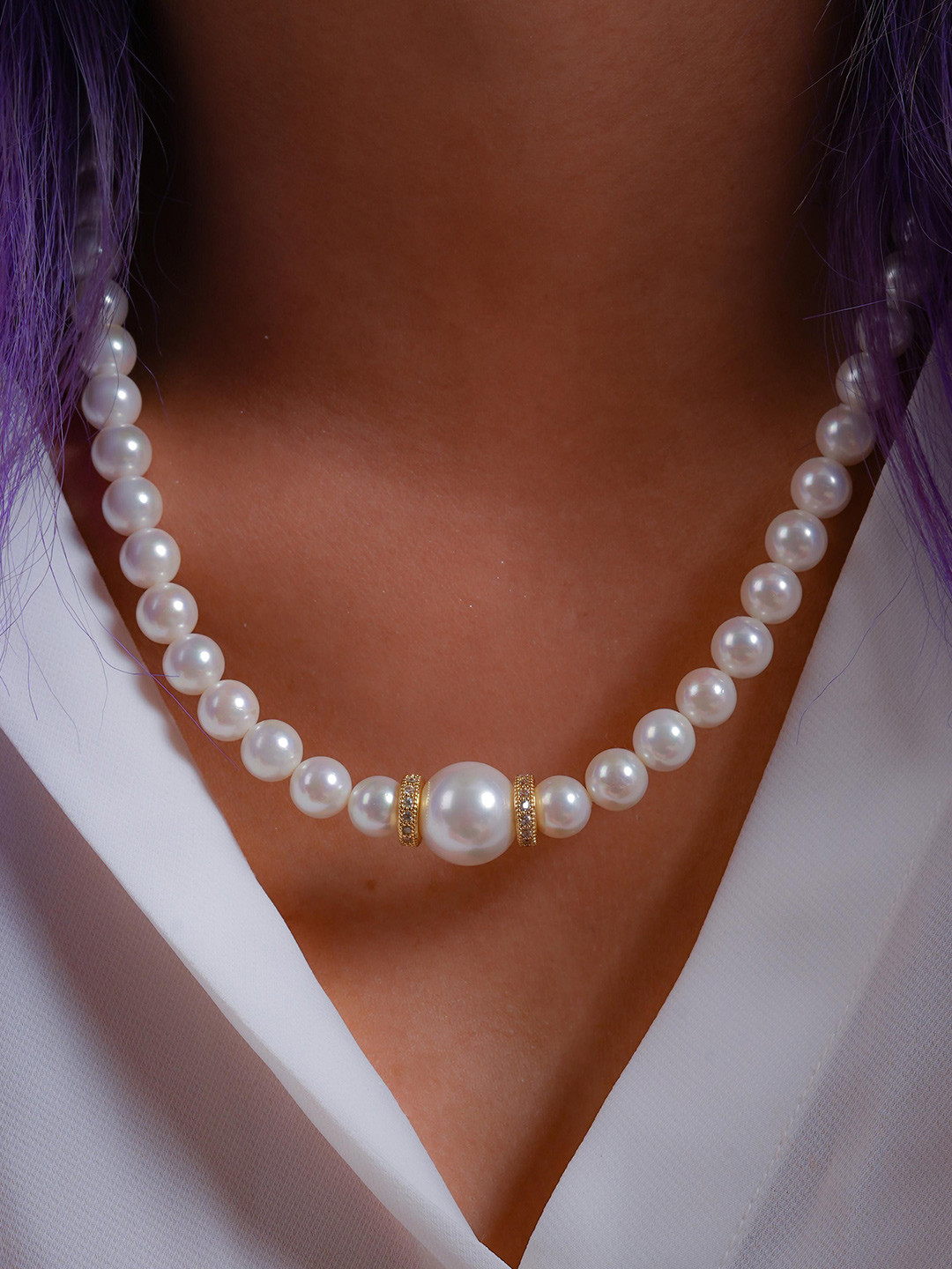 TOTAPARI High Tea Gold Plated Pearls Studded Necklace