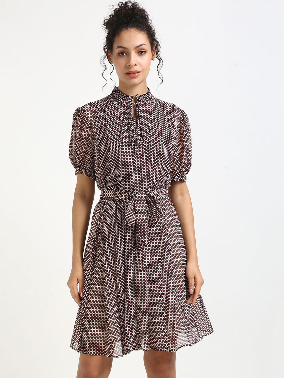 Tommy Hilfiger Print Puff Sleeve Fit & Flare Dress