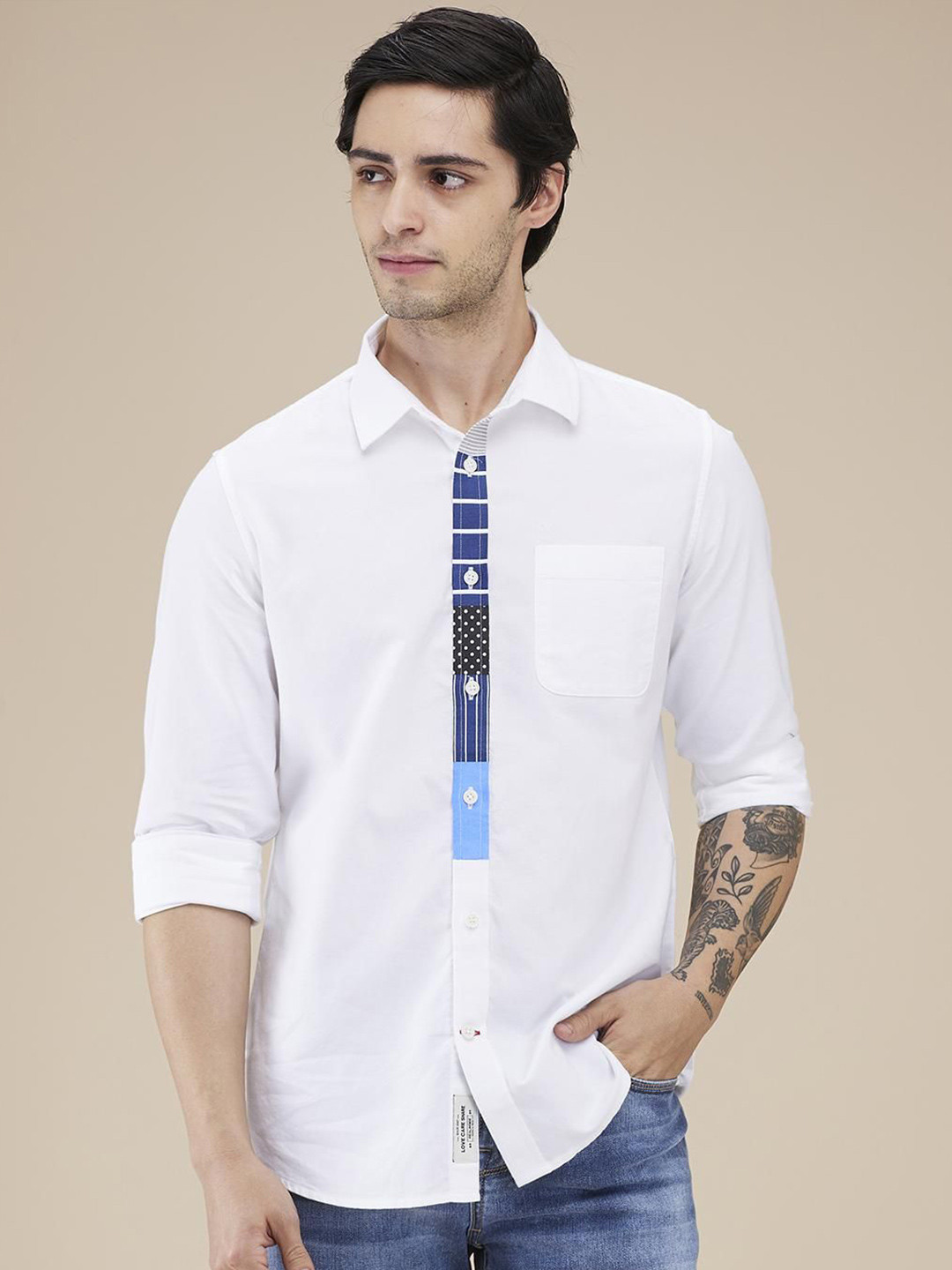 Being Human Men Classic Spread Collar Multi Striped Cotton Casual Shirt