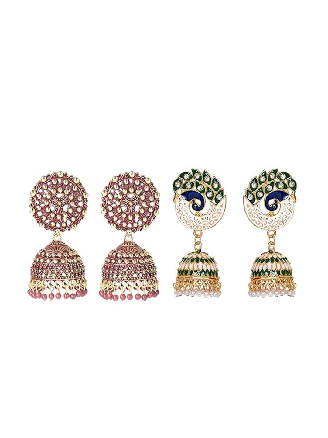 Nilu's Collection Pack Of 4 Contemporary Jhumkas Earrings