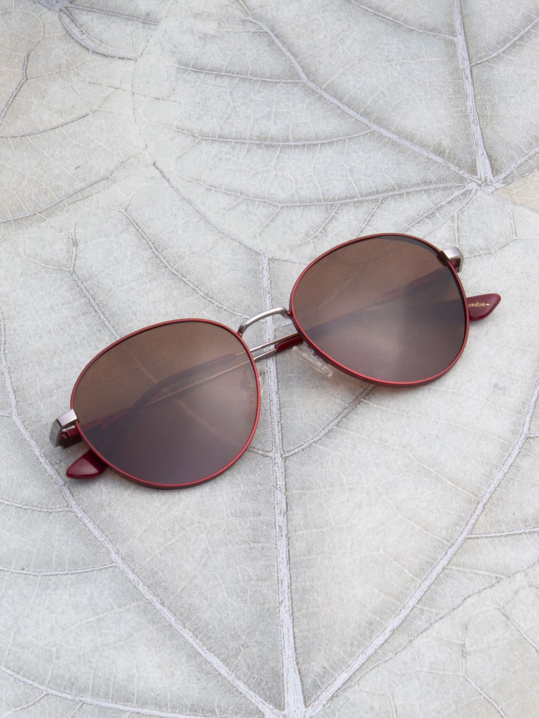 Ted Smith Unisex Brown Polarised Lens Metal Round Sunglasses