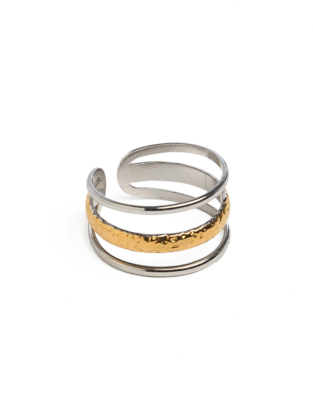 WHITE LIES 18K Gold-Plated Three Layer Finger Ring