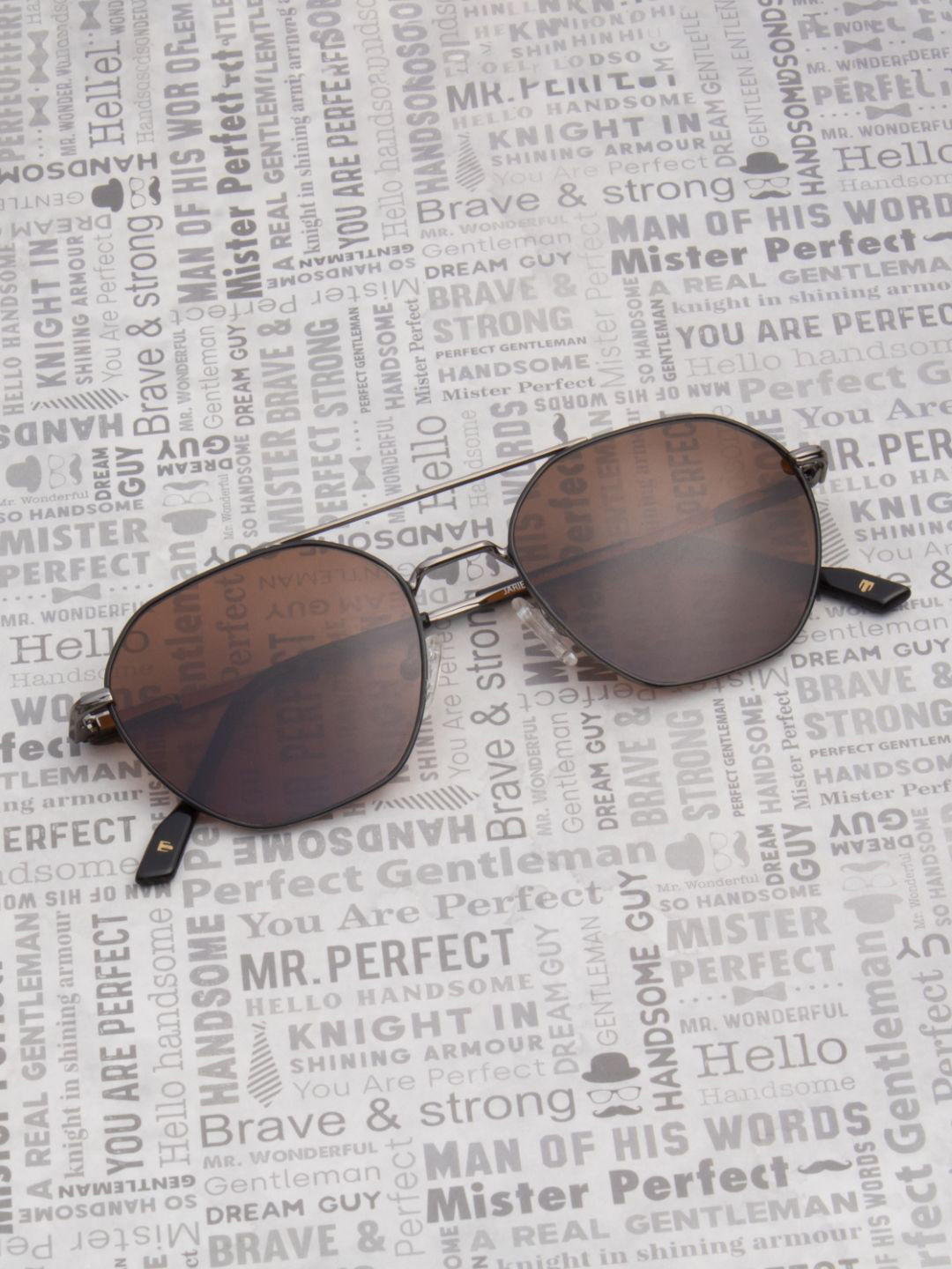 Ted Smith Unisex Brown Polarised Lens Metal Aviator Sunglasses