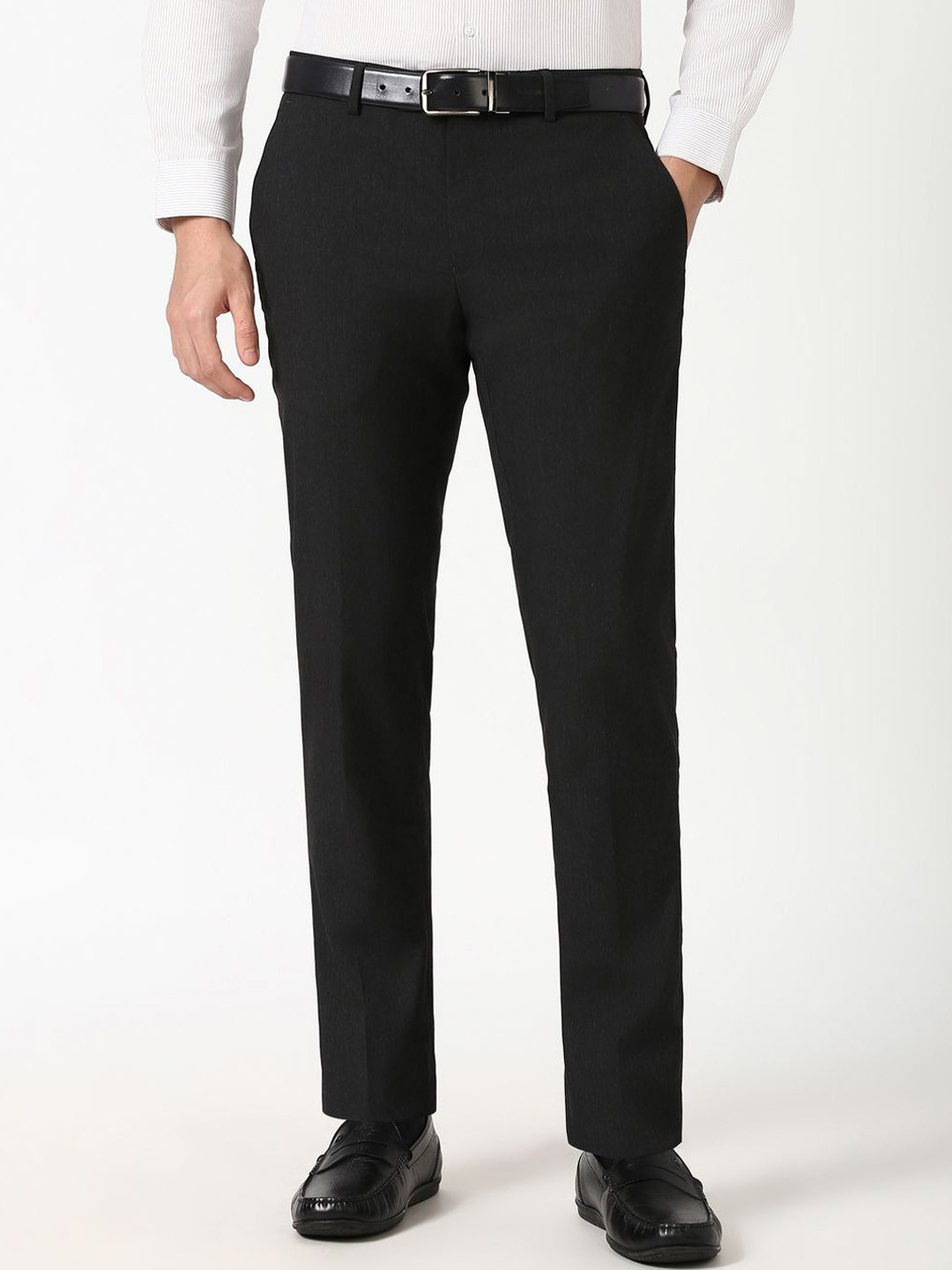 Peter England Men Slim Fit Mid-Rise Formal Trousers