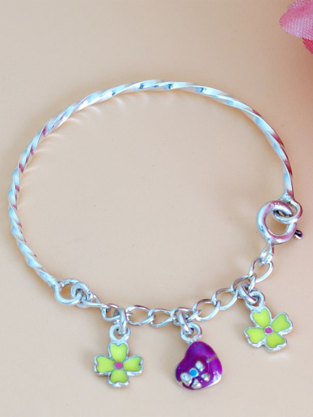 Tuanz Silver Jewelry Kids Pack Of 2 925 Silver Rhodium-Plated Charm Bracelet