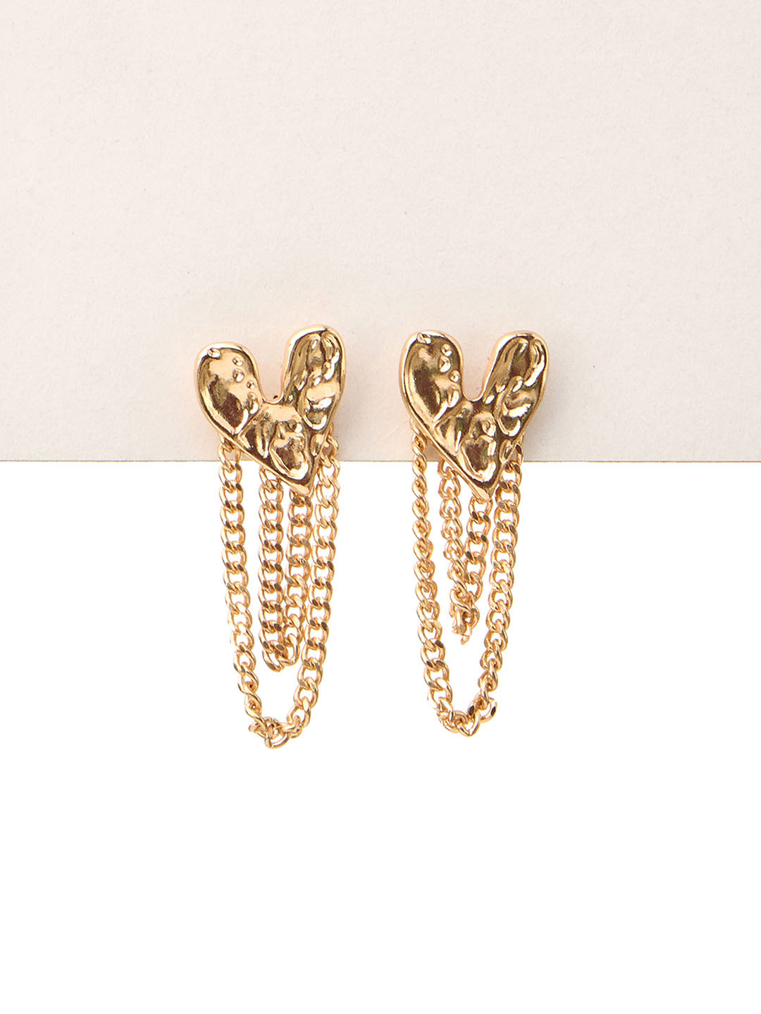 WHITE LIES Hammered Heart Shaped Drop Earrings