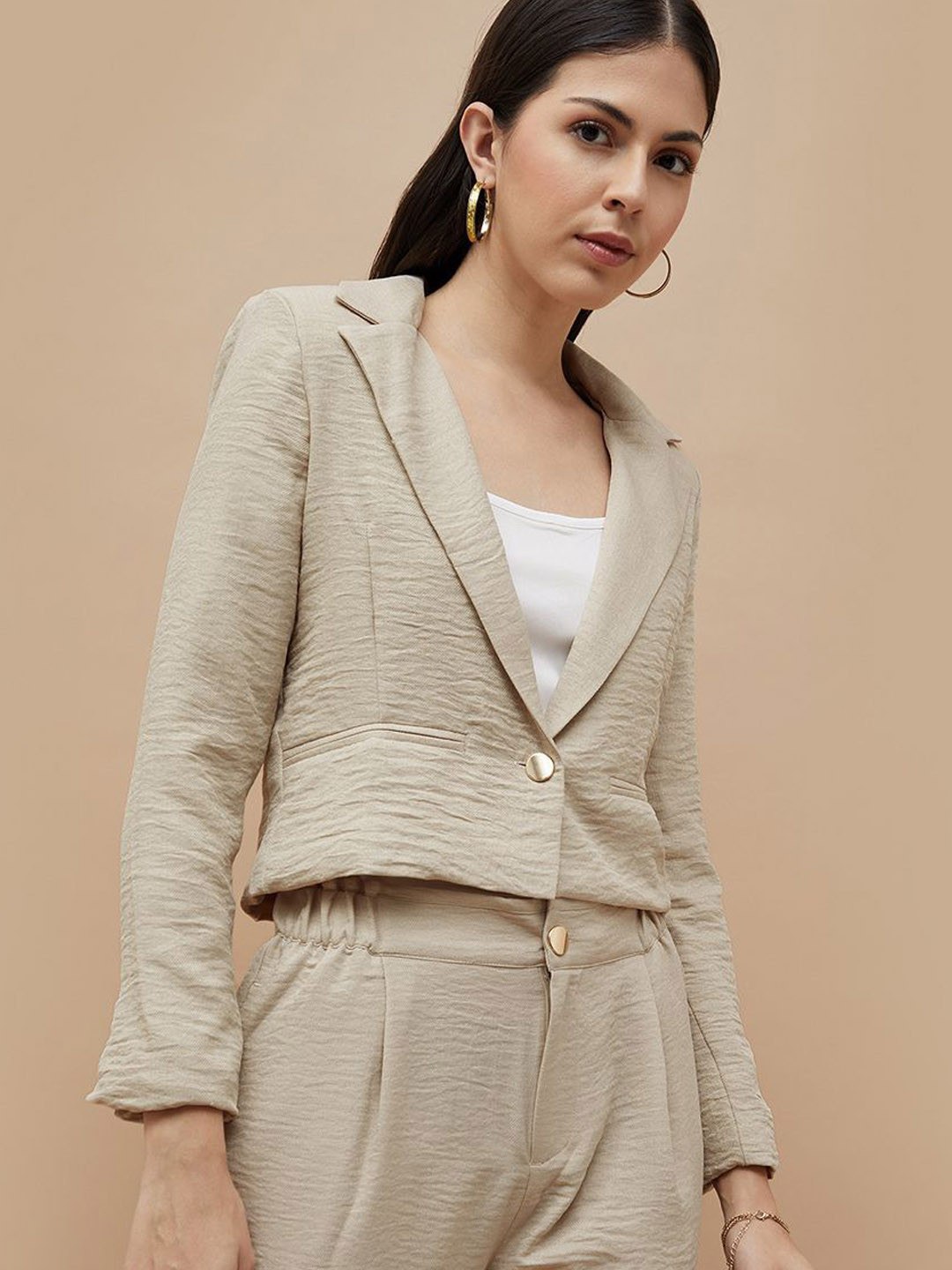 CODE by Lifestyle Women Lapel Collar Solid Casual Tailored Jacket