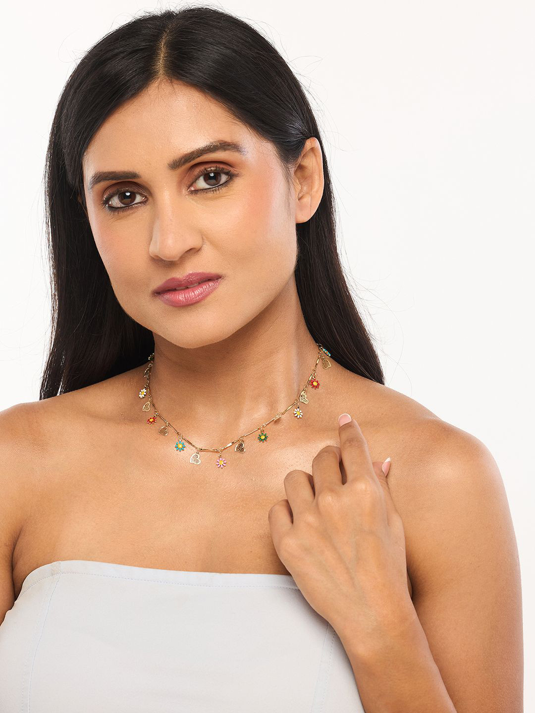 WHITE LIES Flower Charm Necklace