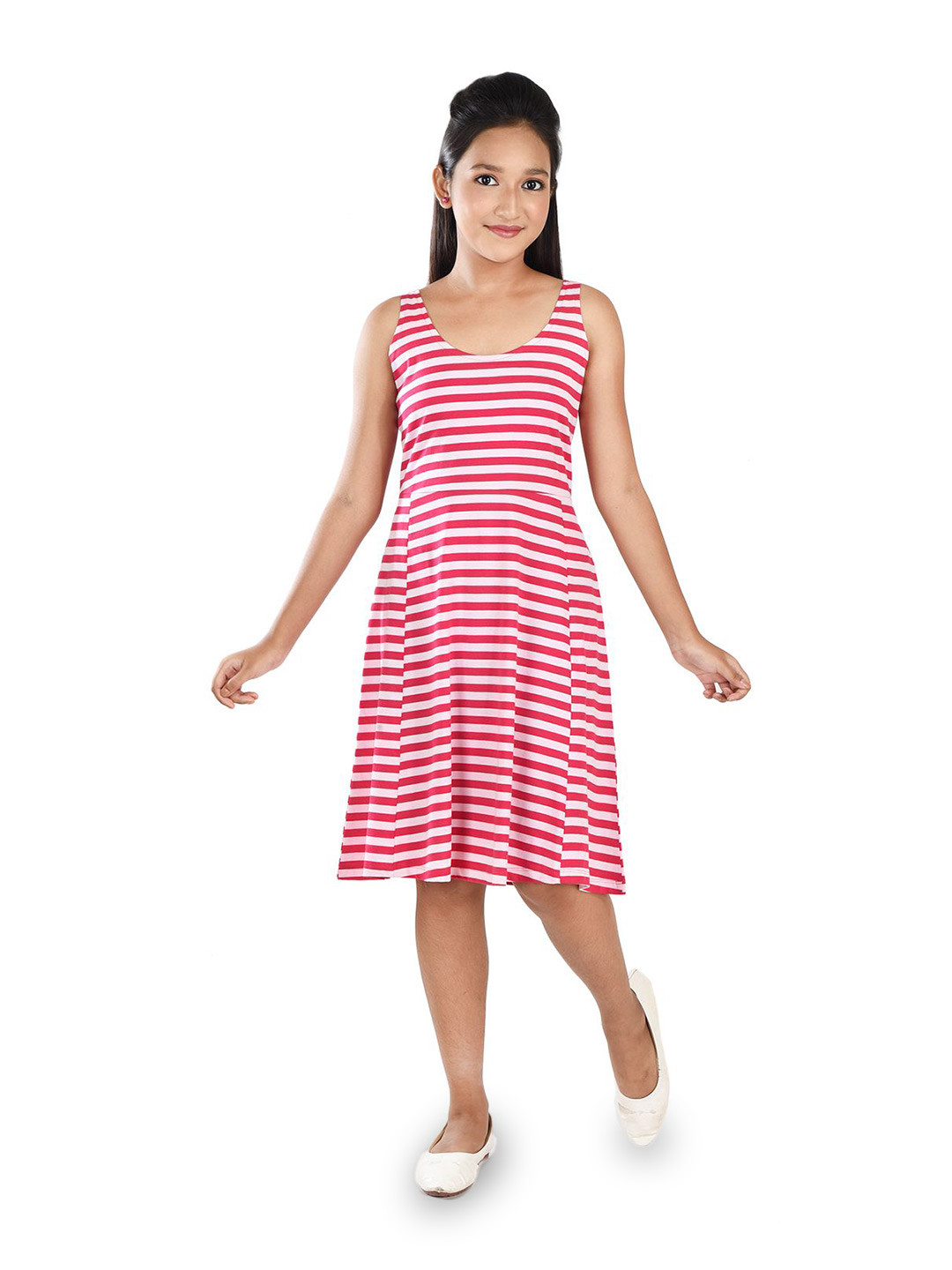Clothe Funn Girls Striped Sleeveless A-Line Dress