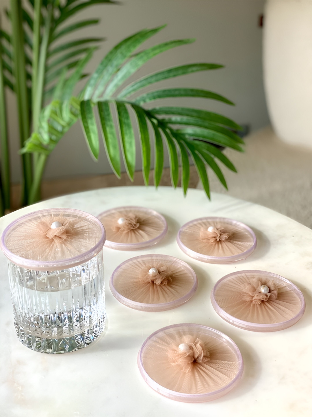 Mason Beige 6 Pieces Textured Round Coasters