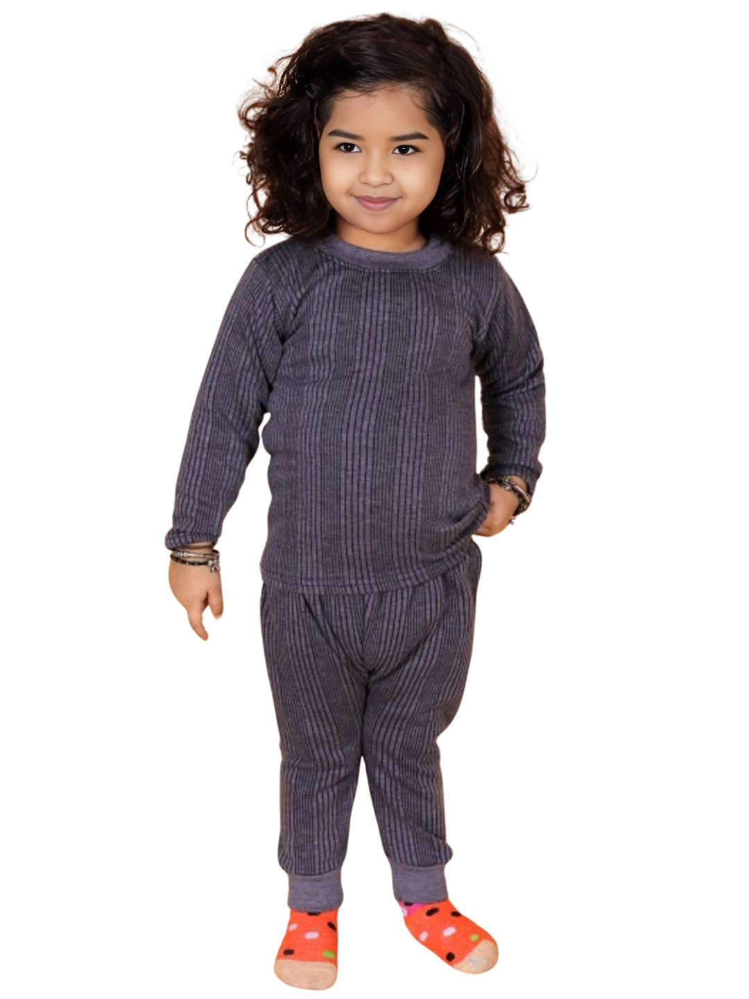 BAESD Kids Striped Wooled Round Neck Thermal Set