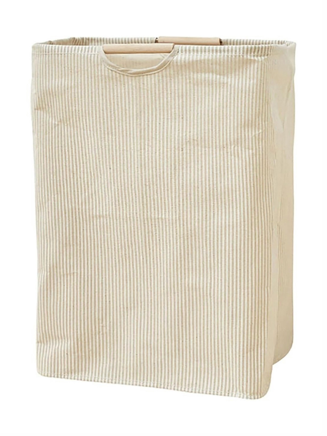 HOUSE OF QUIRK Linen Cotton Beige & White Collapsible Laundry Bag 52L