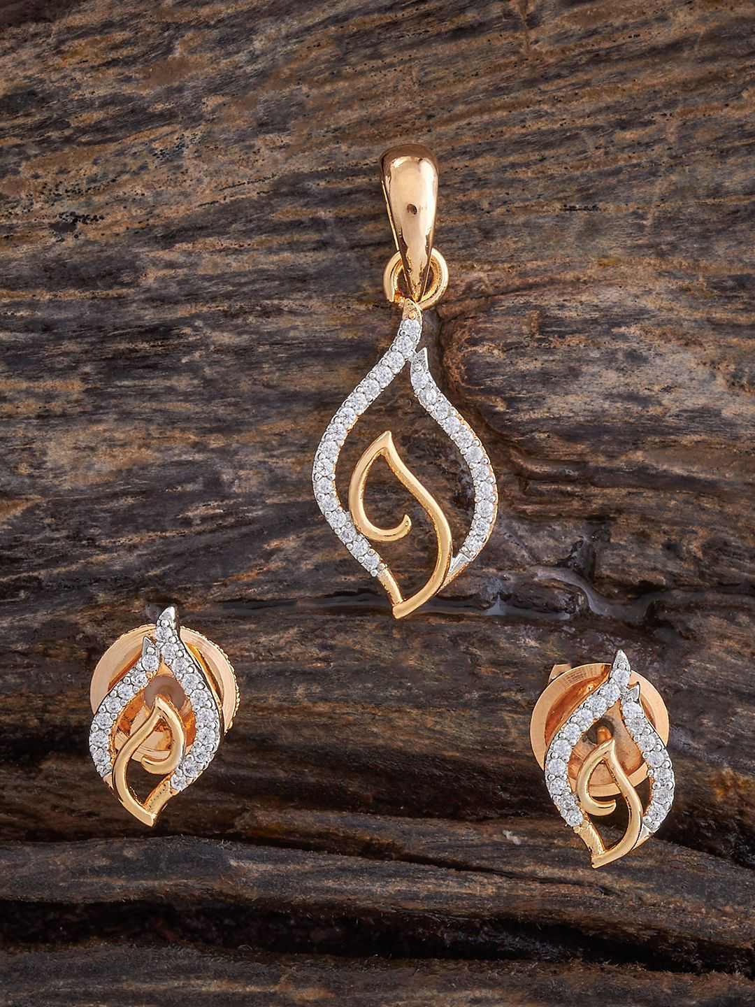 Kushal's Fashion Jewellery Rodium-Plated CZ Studded Pendant and Earrings