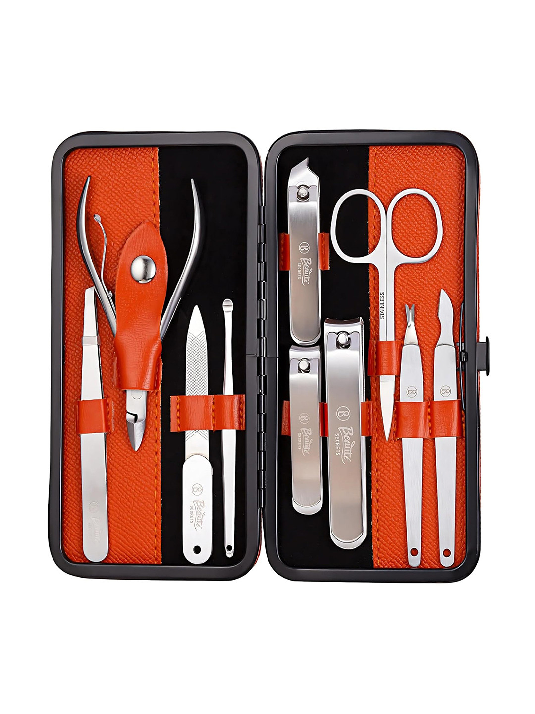 Beaute Secrets Set Of 10  Manicure Pedicure Kit With Nail Clippers