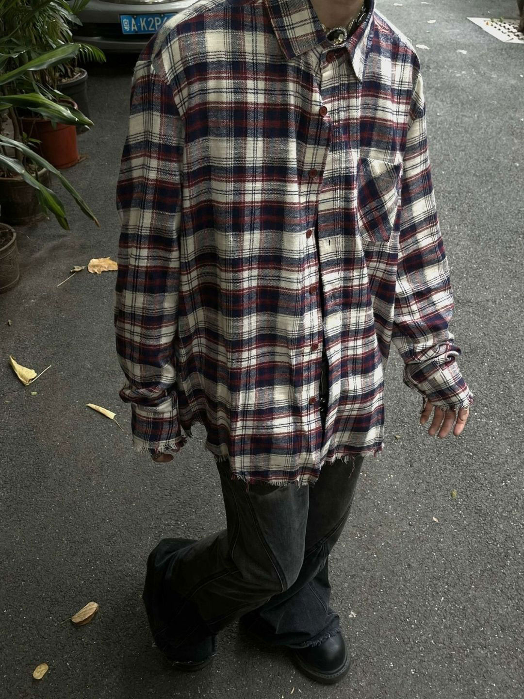 HERE&NOW Men Original Shepherd Checks Oversized Casual Shirt