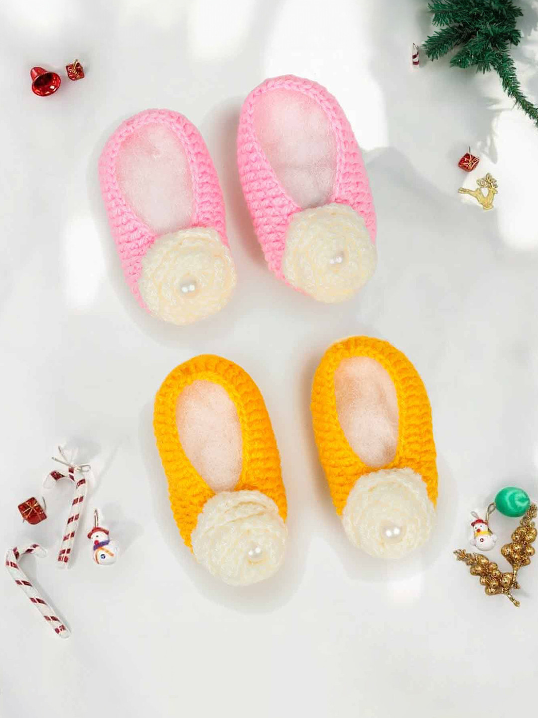 LITTLE GINNIE Infants Set Of 2 Flower Booties
