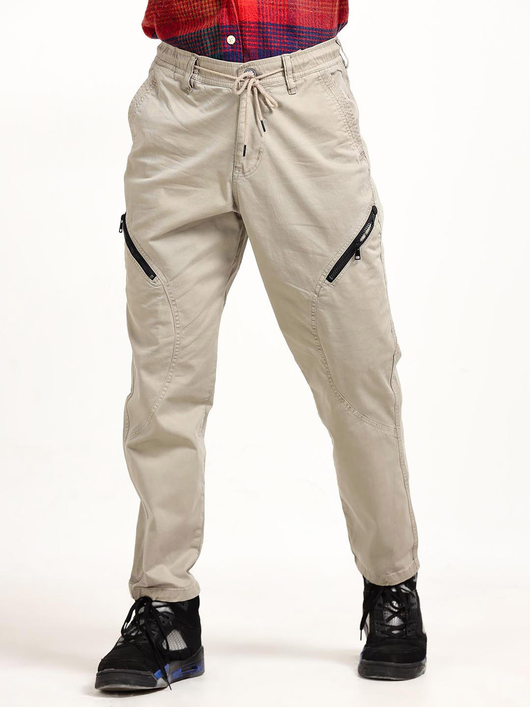 Italian Colony Men Tailored Tapered Fit Pure Cotton Trousers