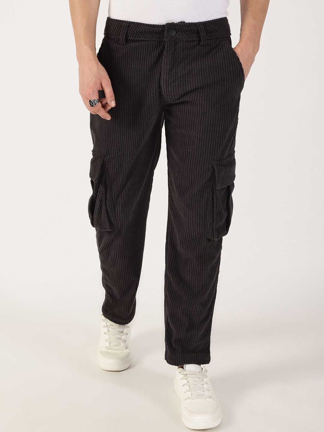 Thomas Scott Men Smart Regular Fit Corduroy Cargos
