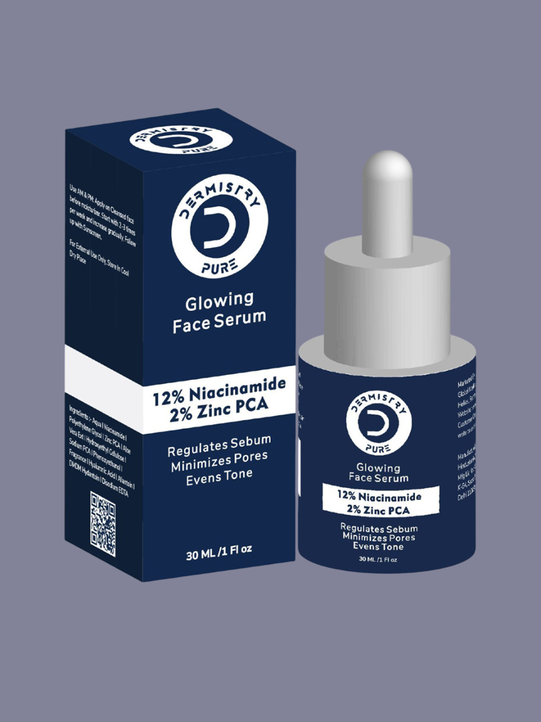 DERMISTRY Pure 12% Niacinamide 2% Zinc Serum Removes Acne Pores & Evens Tone- 30 ml