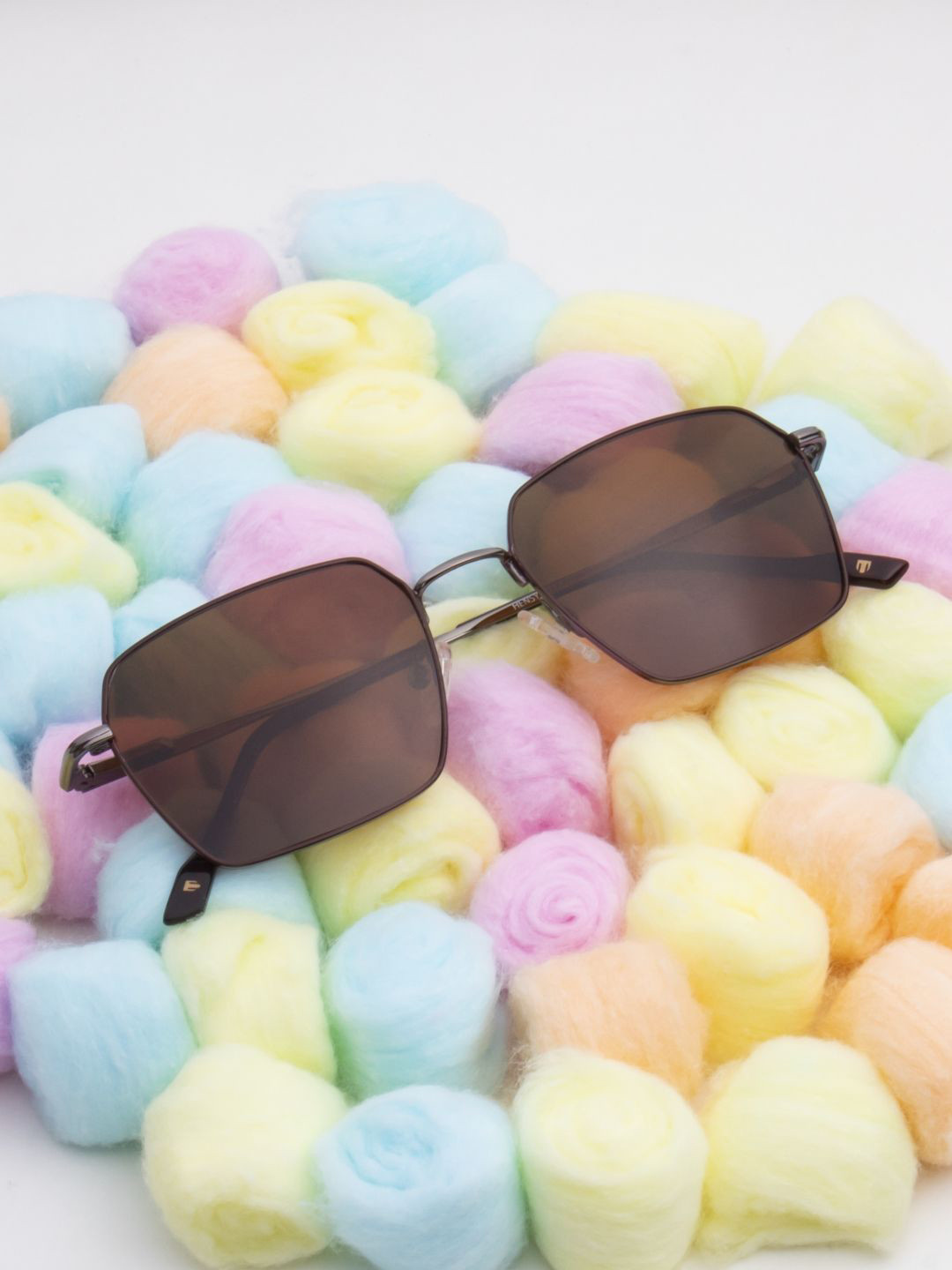 Ted Smith Unisex Brown Metal Square Sunglasses with Polarised Lens