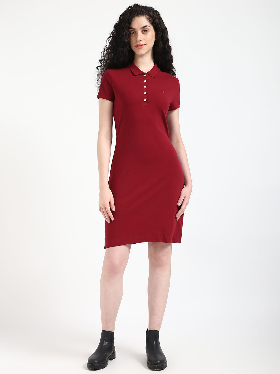 Tommy Hilfiger Women Shirt Collar T-shirt Above Knee Dress