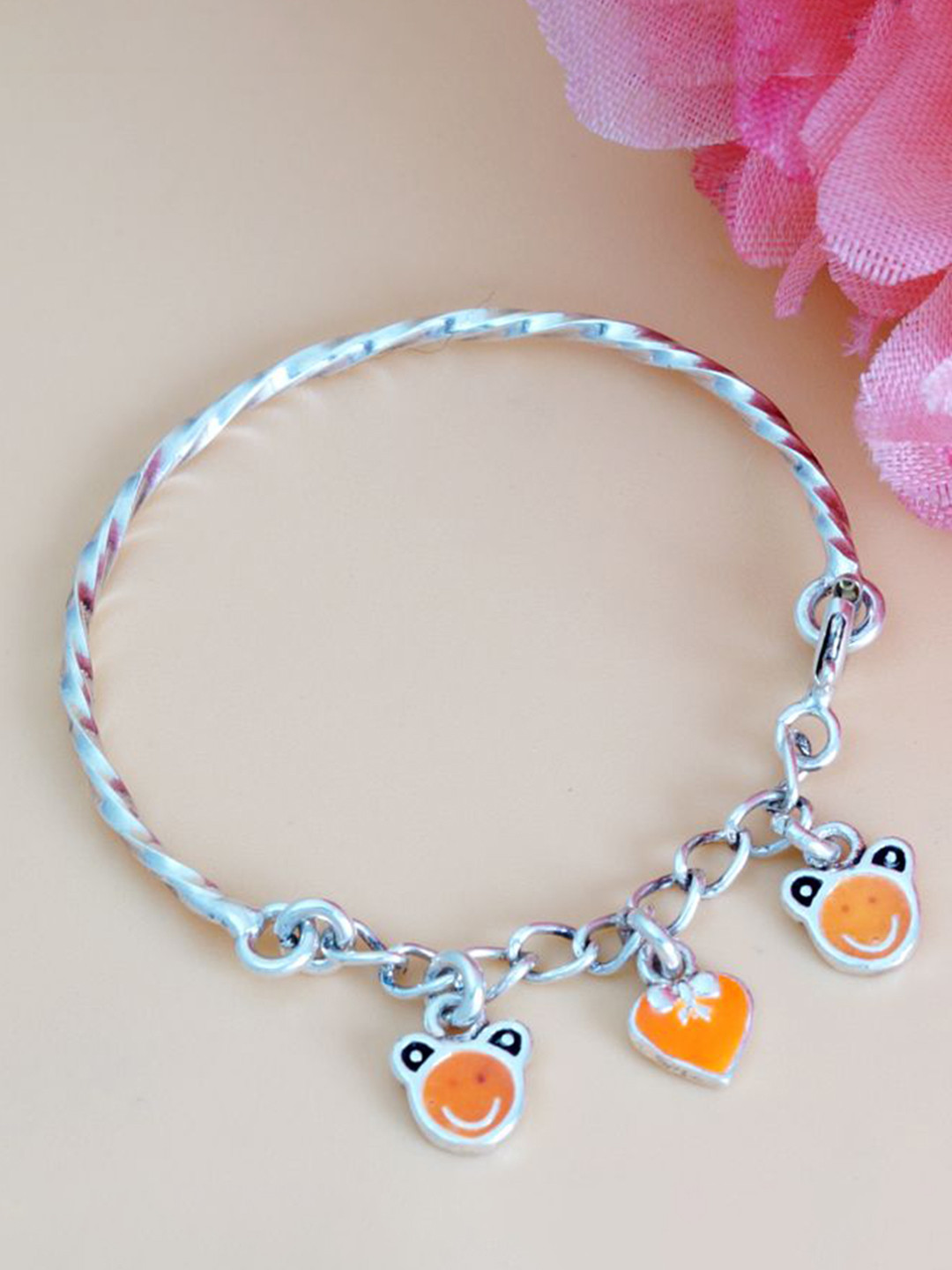 Tuanz Silver Jewelry Kids Set of 2 Rhodium-Plated 925 Silver Bangle-Style Bracelets